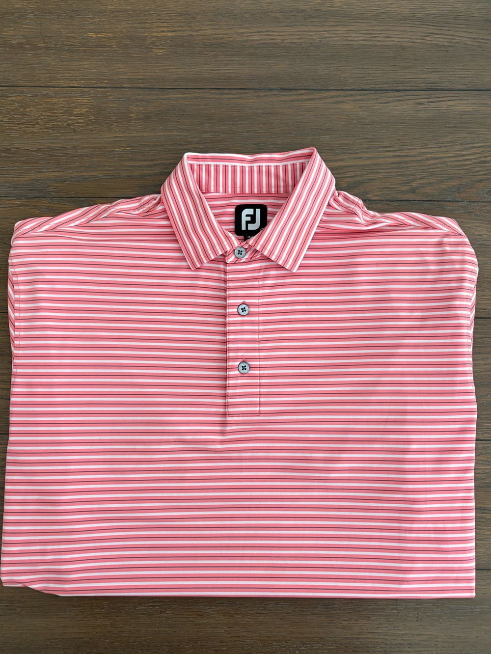 FootJoy Pink and White Striped Polo Size XL